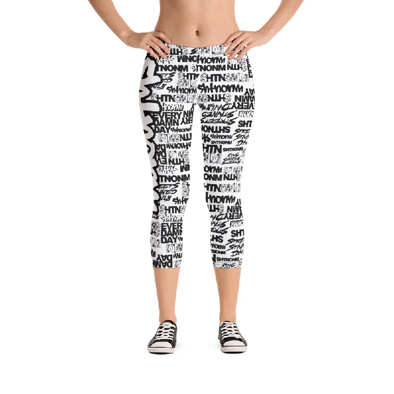 SHTNONM - Capri Leggings (White/Black)