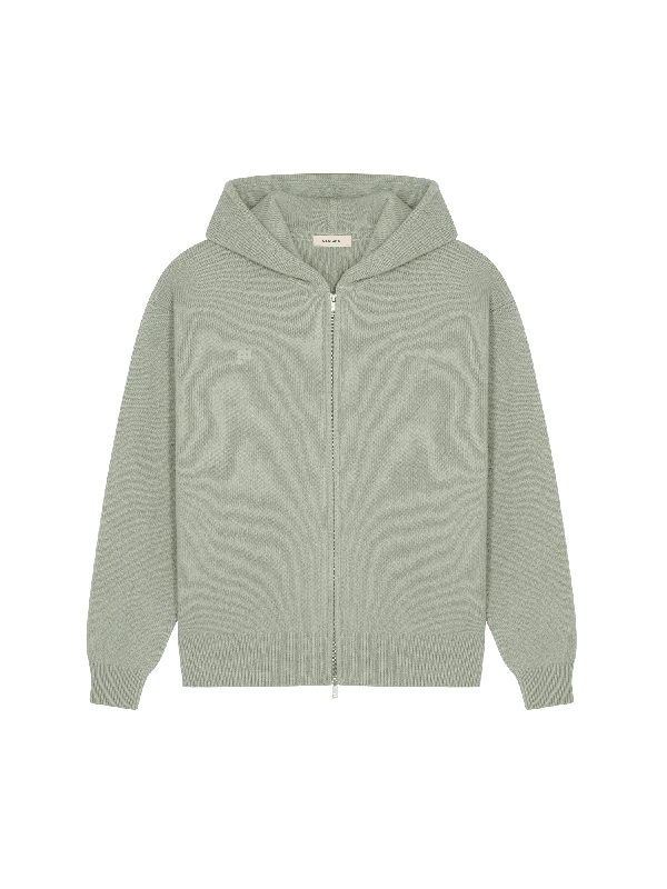 Mens DNA Recycled Cashmere Zipped Hoodie—moss green