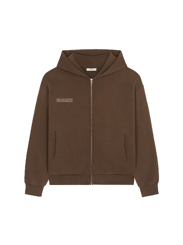 Mens DNA Heavyweight Zipped Hoodie—cacoa brown