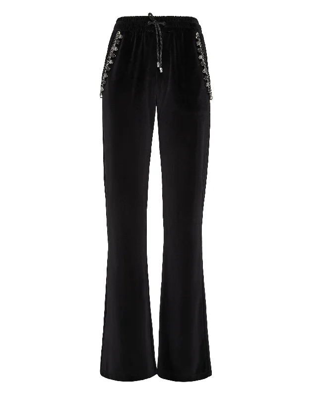 Velvet Jogging Trousers Crystal Chain