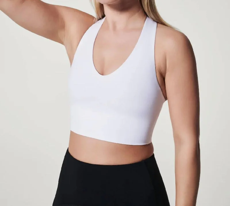 Longline Med Impact Sports Bra In White