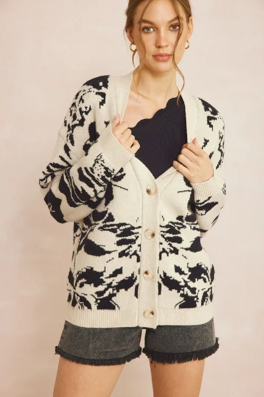 Entro Printed Long Sleeve Cardigan