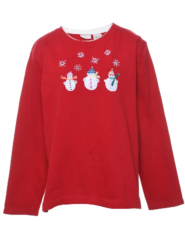 Snowman Christmas Sweatshirt - XL Feminine Women's Soft 
