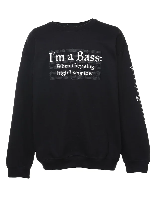 Black Bass Design Printed Sweatshirt - L Artistic Women's Avant - 