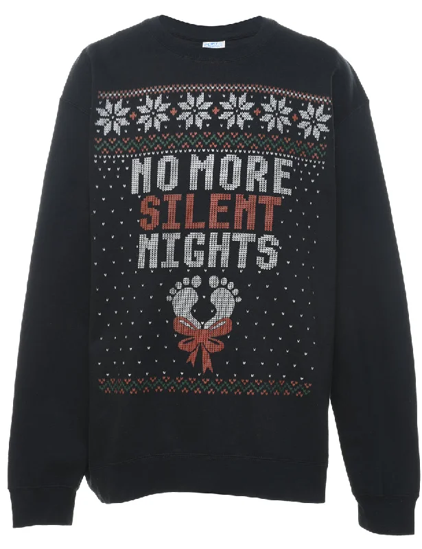 Black Silent Night Christmas Sweatshirt - XL Refined Women's Classic 