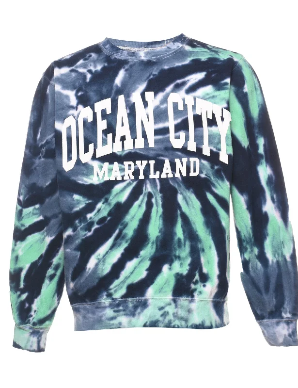 Tie-Dye Ocean City Maryland Design Sweatshirt - S Sophisticated Women's 