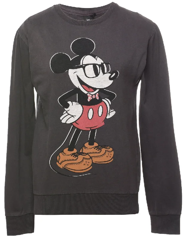 Mickey Mouse Dark Grey Cartoon Sweatshirt - M Bohemian Women's Free