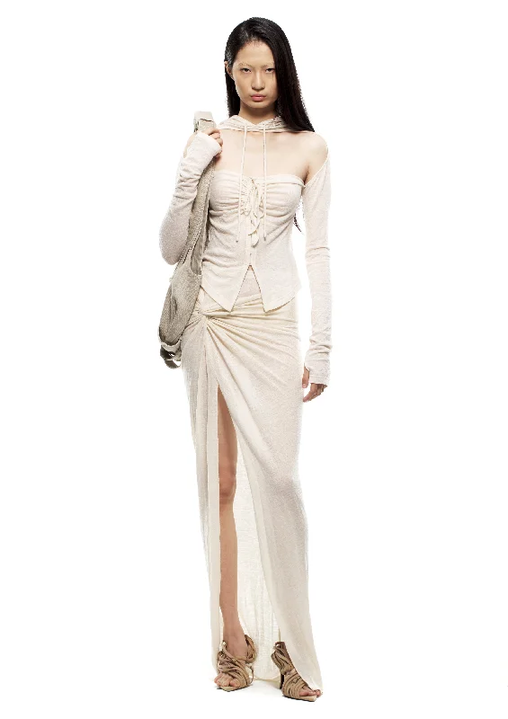 Beige Cutout Long-Sleeved top Artistic Women's Avant - 