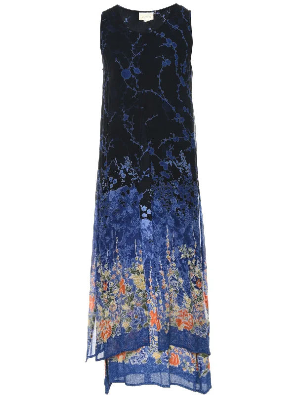 Floral Print Dress - M Monochromatic Office Style