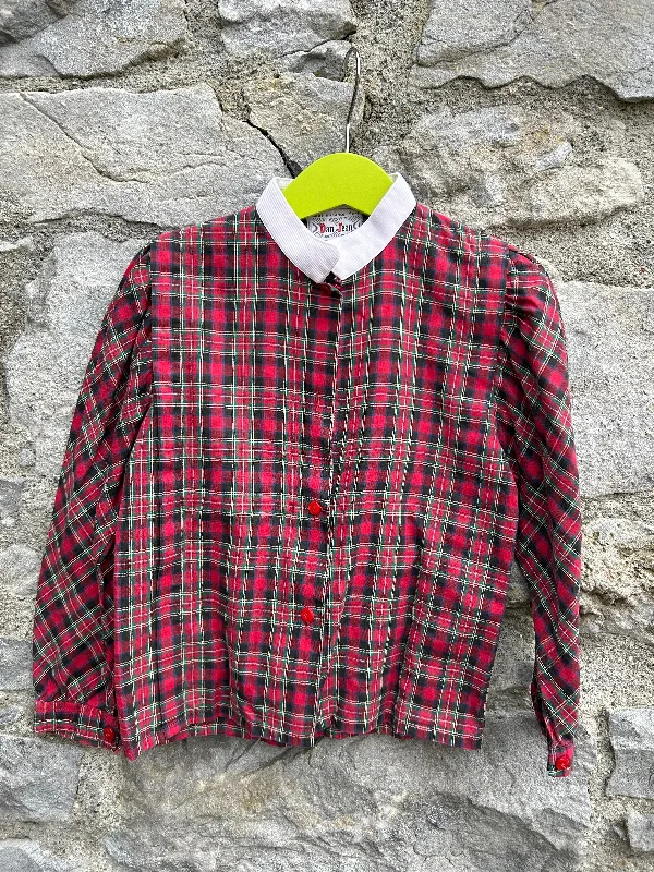 80s red check shirt  4y (104cm) Practical Women's Quick - dry
