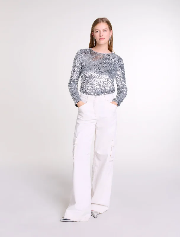 Long-sleeved sequinned top Youthful Women's Pop