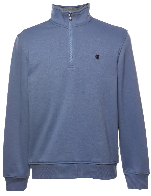 Izod Plain Light Blue High Neck Sweatshirt - S Elegant Women's Formal 