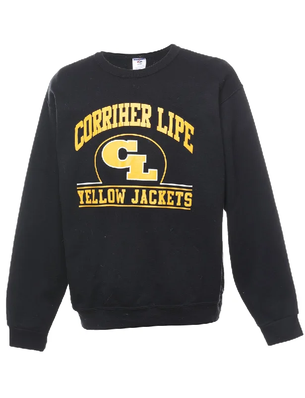 Corriher Lipe Printed Black & Yellow Sweatshirt - L Edgy Women's Punk