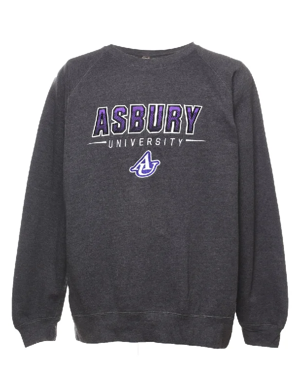 Asbury University Dark Grey & Purple Embroidered Sweatshirt - L Practical Women's Multi - 