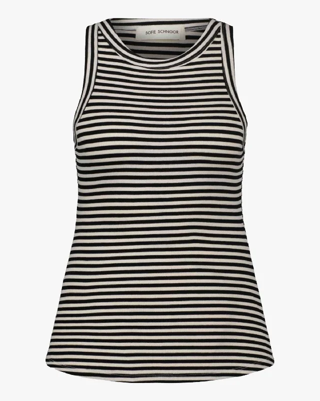 JULLIESW STRIPE TOP - Black striped Sustainable Organic